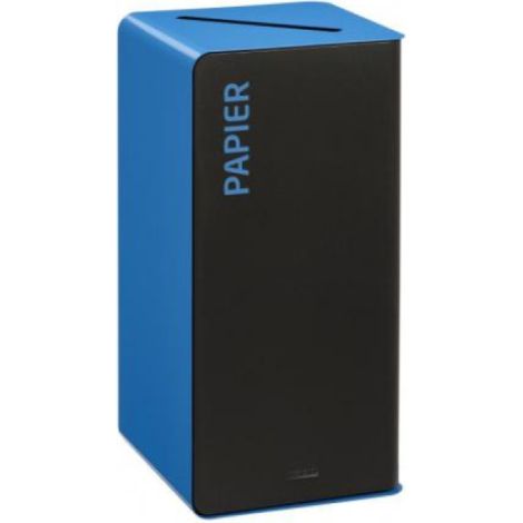 Borne de tri sélectif Cubatri, sans serrure - papier - 40l - gris manganèse / bleu ciel - RAL 5015 (1/3)