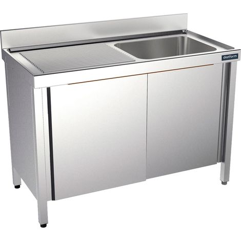 Plonge Inox Grand Capacité 3 Bacs avec Portes Gamme 700 - Distform