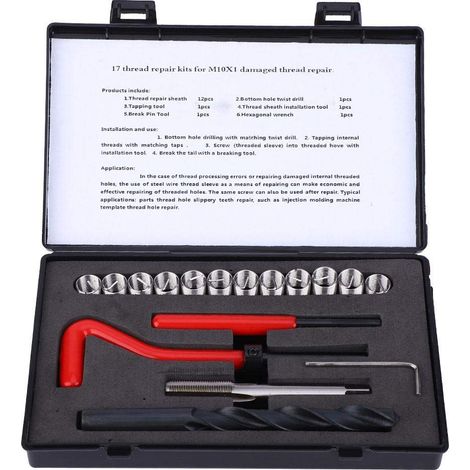 Kit De Réparation De Filetage M10x1 Kit De Réparation De Tige Filetée Avec Douille Pour Réparation De Vis De Machine Industrielle (1/5)
