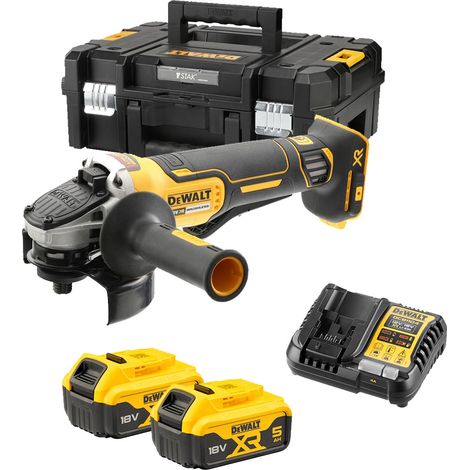 Dewalt DCG406P2-QW Amoladora angular XR 18V – Con 2 baterías, cargador y maletín TSTAK
