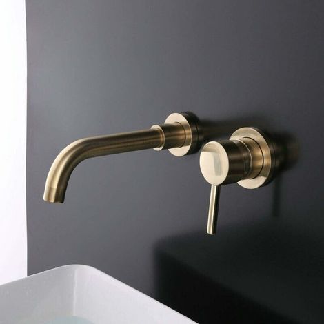 FOREHILL Wandarmatur aus gebürstetem Gold, Messing, für Badezimmer (1/3)