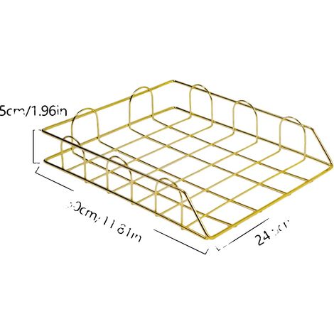 Cajón para documentos, diseño apilable, organizador de escritorio moderno, color dorado. (1/2)