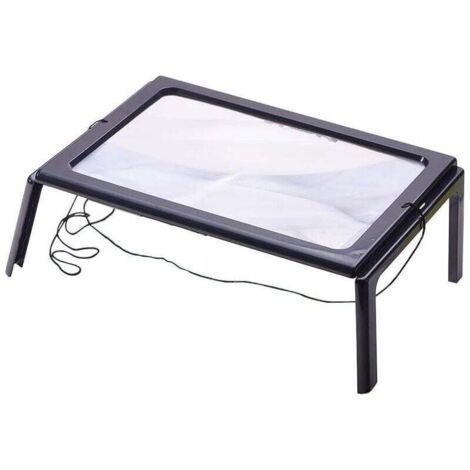 Reading Magnifier with 4 LED Lights, XU, 3x Magnification Lighting A4 Rectangular Magnifier with Stand Magnifying Lamp - (1/4)