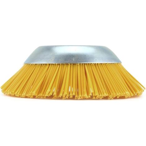 Cepillo de nailon para desbrozadora - Herramienta de jardinería - Cabezal de desbrozadora - Orificio interior de 25,4 mm - Amarillo - 200 mm - Crezuo