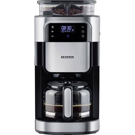 Severin – Cafetière filtre inox noir 10 tasses – Puissance 1000W – Écran tactile LED – Minuterie et fonction maintien au chaud 60 min