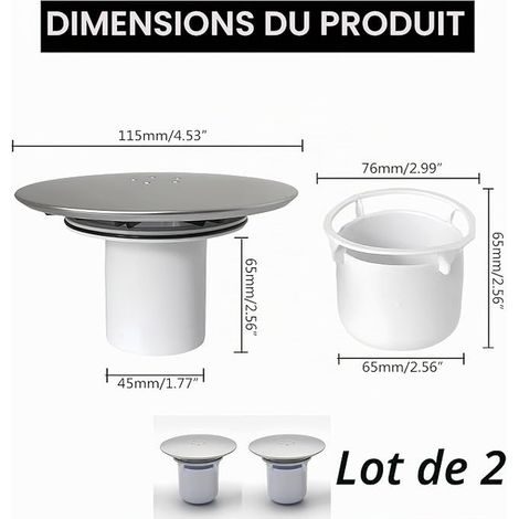Cubierta de Desagüe de Ducha - Couvercle de Bonde de Douche - Couvercle d'Écoulement de Douche - Blanc - Plastique (1/2)