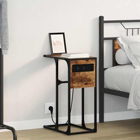 Mesa de Noche Roble ahumado Madera contrachapada vidaXL (1/5)