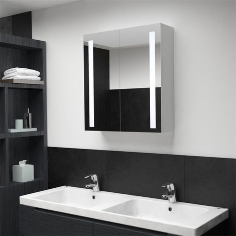 FIMEI Armoire de salle de bain à miroir LED 60x14x62 cm