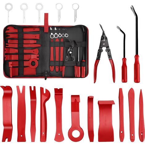 Outil de démontage de garnitures, 19 pièces, pince à clips pour voiture, extracteur de colliers de fixation, jeu d'outils de levier en plastique pour panneau de voiture, tableau de bord, portière, aud (1/5)