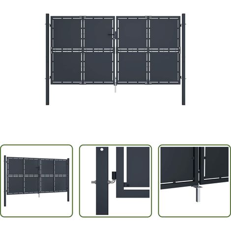 vidaXL Gartenzaun - Gartentor aus Stahl 300 x 150 cm Anthrazit (1/5)