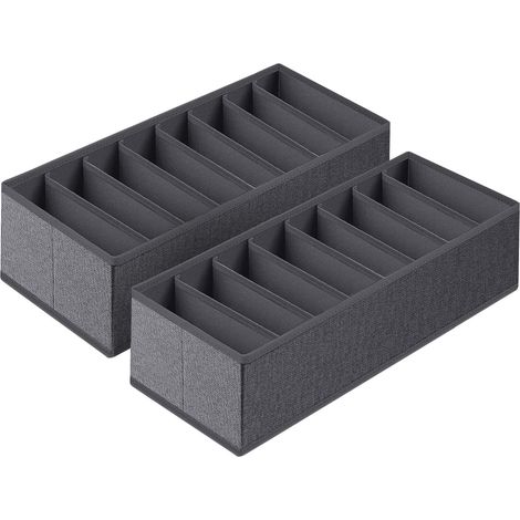Organisateur de tiroirs, Boîte de Rangement pour Armoire pax Vêtements et sous-vêtements, Système de Rangement en tissu, pliable, avec Cloisons – lot de 2, 51x22x11cm, Gris Ardoise (1/5)