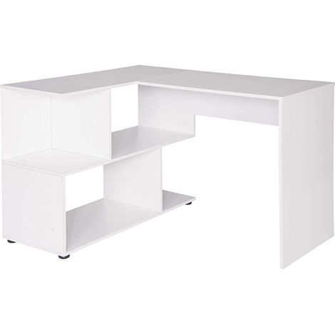 Escritorio de esquina para adultos con estantes 100 cm blanco 190000549