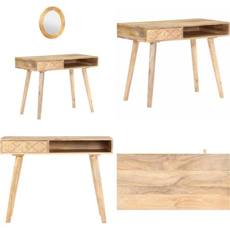 Tavolino da Trucco 100x50x76 cm in Legno Massello di Mango - Tavolino da trucco mango - Tavolino da trucco in legno massello