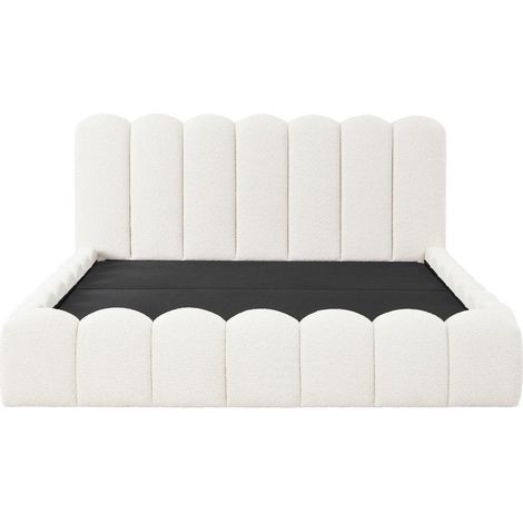 Lit coffre en tissu bouclette beige 180x200 cm rita 200829010 (1/5)