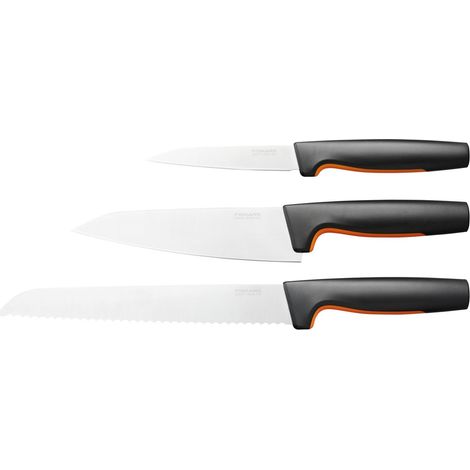 Fiskars Functional Form Set de 3 cuchillos ergonómicos plateados