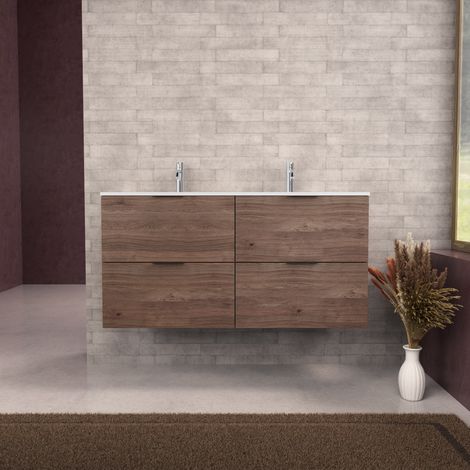 Inda - Meuble de salle de bain L.120 avec double vasque mat /