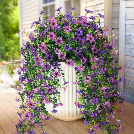 Fleurs artificielles suspendues, 1 paquet, eucalyptus en soie gaufrée pour jardin, 26 x 14 cm-AquaForge (1/4)