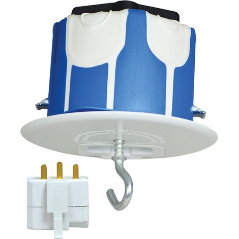Tibelec – Boîtier d'encastrement DCL pour plafond – Crochet de suspension – Fiche 2 pôles + terre – Norme NF C 15100 – Garantie 5 ans
