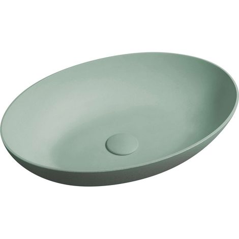 Sapho Formigo - Lavabo sobre encimera 60x40 cm, sin rebosadero, sin orificio para grifo, verde mate FG223 (1/5)