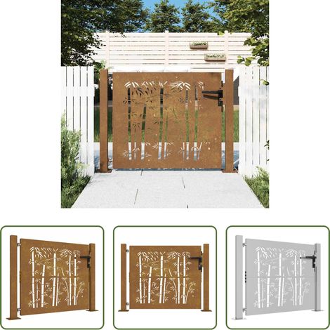 vidaXL Gartentor 100x75 cm - Gartentor 100x75 cm Cortenstahl Bambus-Design (1/5)