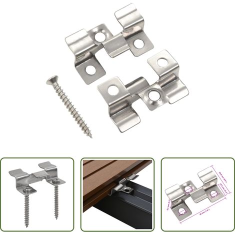Clips en acier inoxydable - Clip de fixation de terrasse 100pcs et 200 vis Acier inoxydable (1/5)