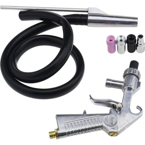 Air Sandblaster Siphon Tool Metal Sand Blaster Kit Sandblasting Air Nozzles with Tube Buttons (1/5)