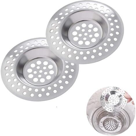 QORVA-Lot de 2 Pcs Filtre évier Cuisine, Évier Filtre de Vidange, Grille Evier Cuisine, Filtre à évier en Acier Inoxydable, pour Évier de Cuisine/Salle de Bain Filtre Anti-Obstruction