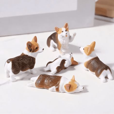 Figurines Chien - Résine - Décoration Bureau Étagère Bureau À Domicile Et En Cabinet - Lot De 5 (1/5)