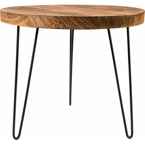 Table d'appoint ronde 50 cm bois de paulownia 50 cm (1/3)