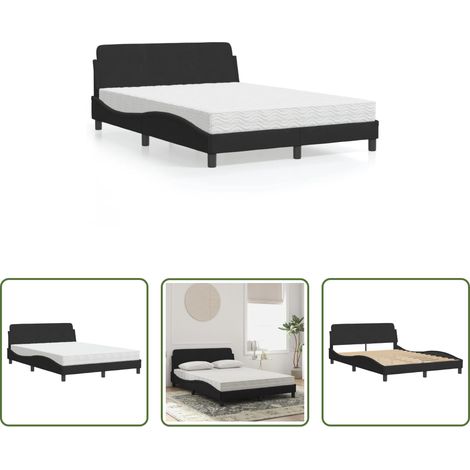 vidaXL Samtbett -  Bett mit Matratze "Dover" Schwarz 120x200 cm Samt (1/5)