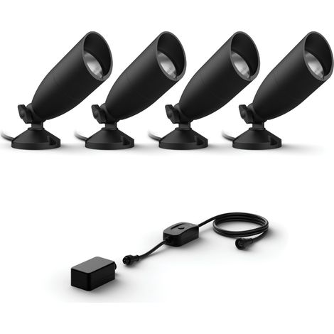 WiZ Gartenstrahler Basis set mit 4 Gartenstrahler (Schwarz) Weißes und Farbiges Licht - inkl. Stromkabel - Smarte LED Beleuchtung - WLAN (1/5)
