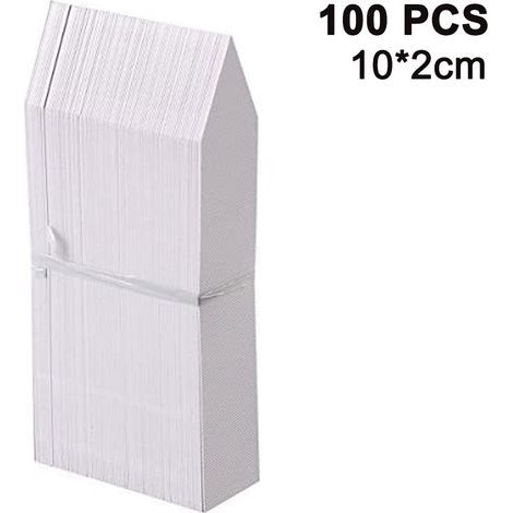 Lot de 100 étiquettes de plantes en PVC – Étiquettes imperméables pour fleurs et légumes – Taille 10x2 cm, couleurs blanc (1/5)