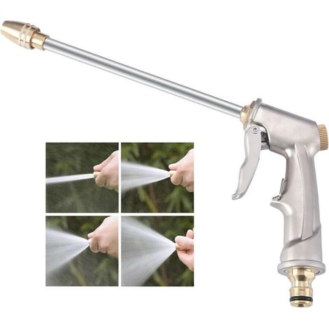 Pistolet d'arrosage Métal Lance Haute Pression avec 4 Modes d'Arrosage Lance à Eau avec Rallonge Métallique Professionnelle Pistolet Arrosage Jardin Anti-fuite pour Jardin Voitures et Animaux (1/4)