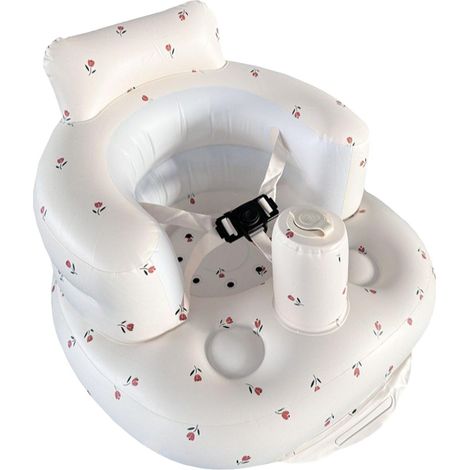 Siège Bébé Gonflable, Pour Bébés de 3 Mois et Plus, Avec Harnais, Chaise Portable Gonflable pour Bébé, en PVC Blanc (1/5)