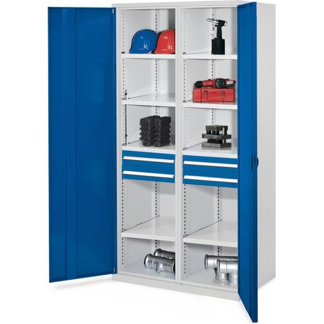Kappes Schwerlastschränke mit Mitteltrennwand 1950x1000x600mm Vollblechtüren Modell 56 enzianblau