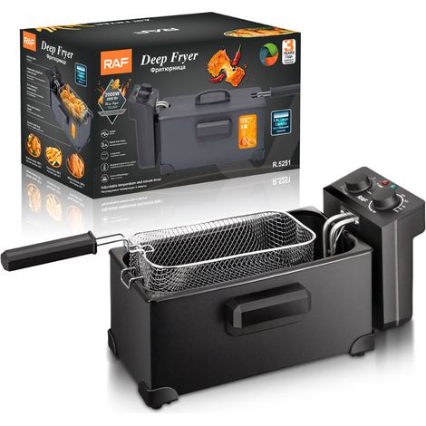Friteuse Electrique 3L 2000W Huile Familiale Panier Amovible Thermostat 190C Frites Poulet Beignets Inox Compacte Anti Brulure (1/4)