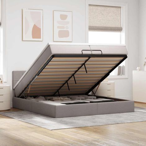 VidaXL Cadre de lit ottoman avec matelas taupe 200x200 cm tissu (1/5)