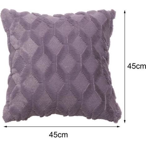 Taie D Oreiller - 45x45 Cm - Peluche - Couleur Unie - 2 Pieces (1/4)