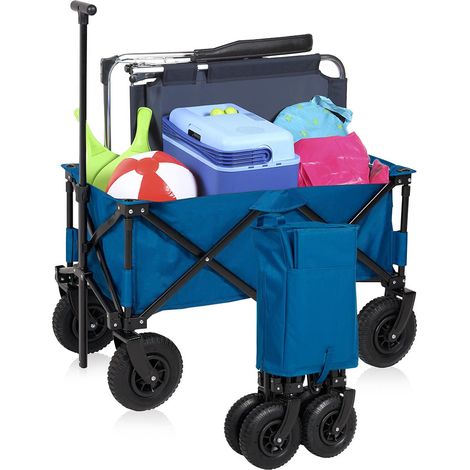 Bollerwagen klappbar in Blau Handkarren, Ladegewicht bis 70kg (1/5)