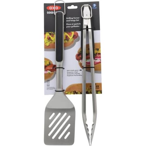OXO Outdoor Set de Espátula y Pinzas para BBQ, 41 cm y 47,5 cm