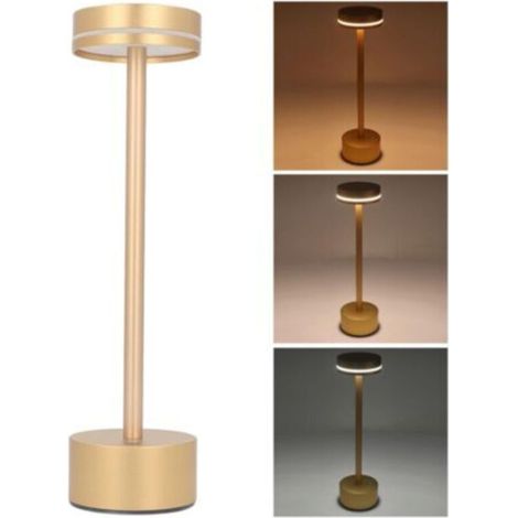 Lampe de Table sans Fil 1800 MAh à Piles 3 Couleurs à intensité Variable, Lampe de Bureau LED Rechargeable avec Contrôle Tactile pour la Maison, la Chambre à Coucher, le Bureau,