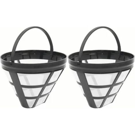 Lot de 2 filtres à café réutilisables en acier inoxydable et nylon, filtration efficace et permanente, pour cafetière à la maison (1/5)