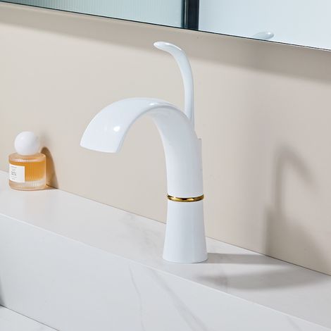 Robinet Lavabo Design - Mitigeur Monocommande 1 Trou - Eau Chaude/Froide - Installation Facile - Salle de Bain Moderne (1/3)