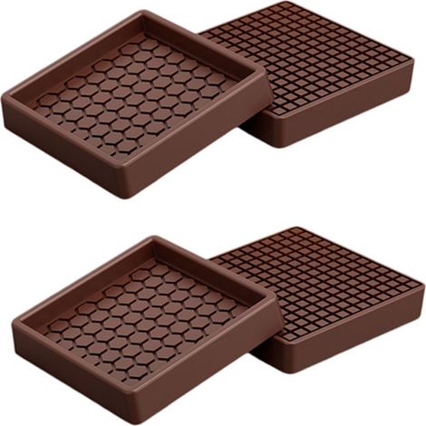 Patins carrés en silicone pour pieds de table, diamètre 5 cm - Lot de 4 - Protections de sol antidérapantes à ventouses (1/3)