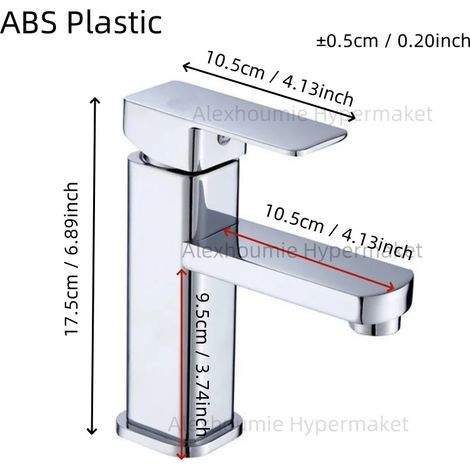 Robinet de salle de bain chromé court sans flexible - G1/2, mitigeur eau chaude/eau froide à poignée unique, montage sur plage, monotrou. (1/5)