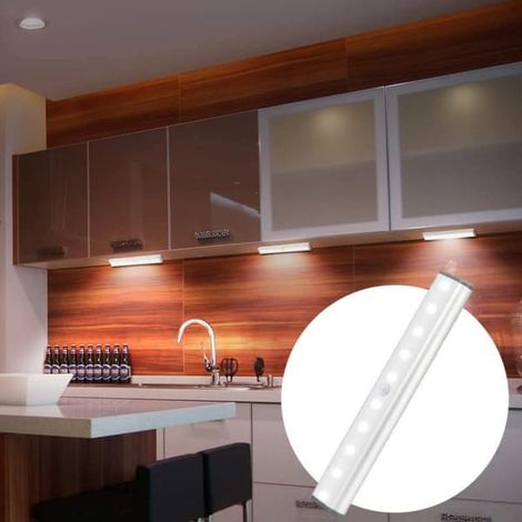 Ecleanfy - Projecteurs LED sans fil avec détecteur de mouvement - 18 cm Blanc (1/5)