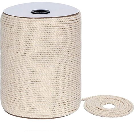 Corde En Coton - Tissage Plat - 0,3 Cm De Largeur - 300 M - Usage Artisanal Emballage Décoration Intérieure - 1 Rouleau (1/5)