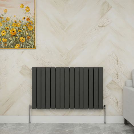 SKY Bathroom 600x1020mm  Double Anthracite Horizontal Flat Panel Radiator Designer Central Heating Radiator