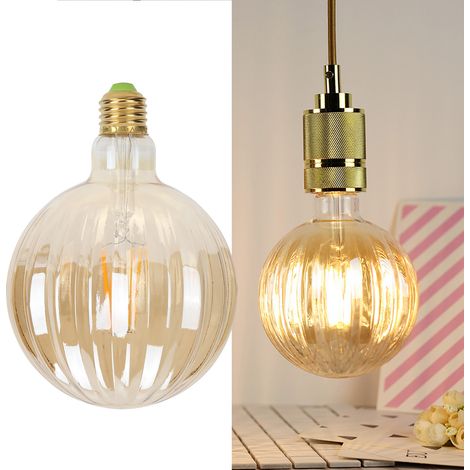 Ampoule LED à filament 4W G125 style antique E27 en forme de pastèque, décoration intérieure, 220V, lumière chaude (dorée) (1/5)