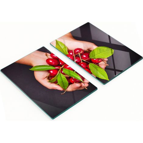 Tablas de vidrio duraderas y elegantes con estampado de cerezas en manos, 2x40x52 cm. (1/5)